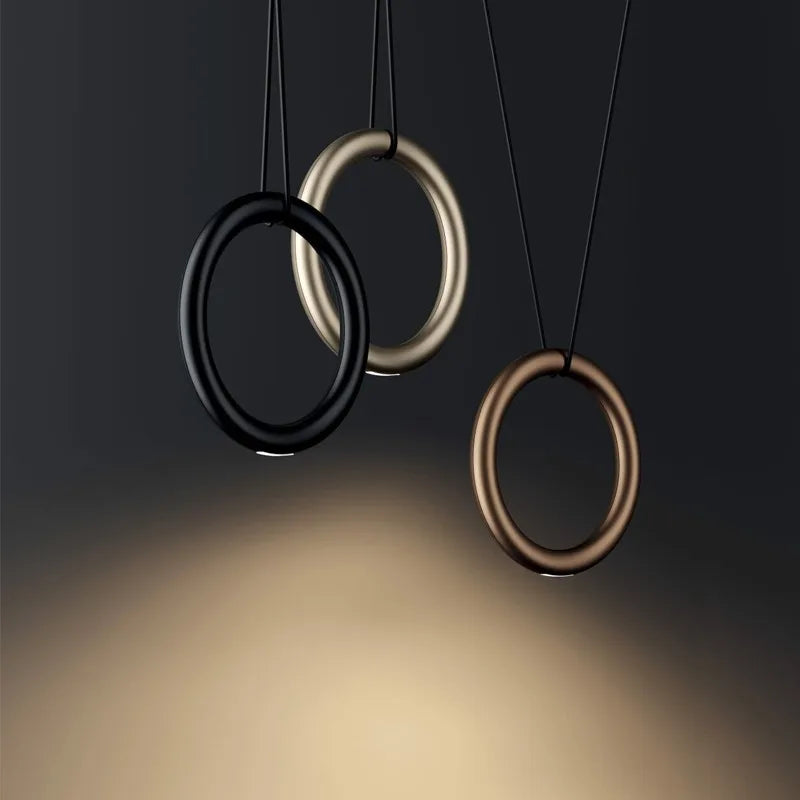 Afralia™ Metal Ring Pendant Lamp Italian Designer Restaurant Bar Studio Decor