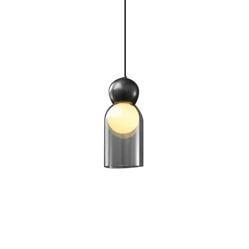 Afralia™ Modern Gray Glass Pendant Lights Brass Bedroom Dining Room Hanging Lamp