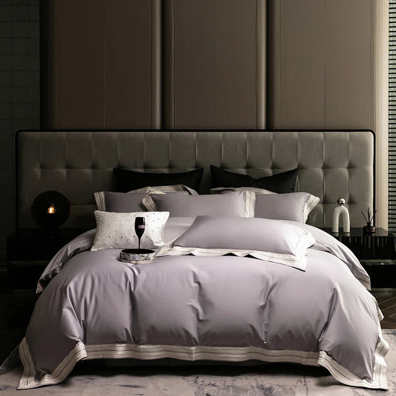 Afralia™ Luxury Egyptian Cotton Embroidered Bedding Set for Elegant Home Decor