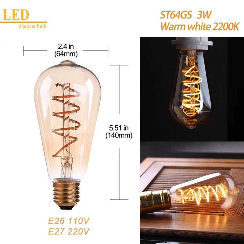 Afralia™ Wood Table Lamp Set with Filament Bulbs & EU Plug - Desk Bedside Décor