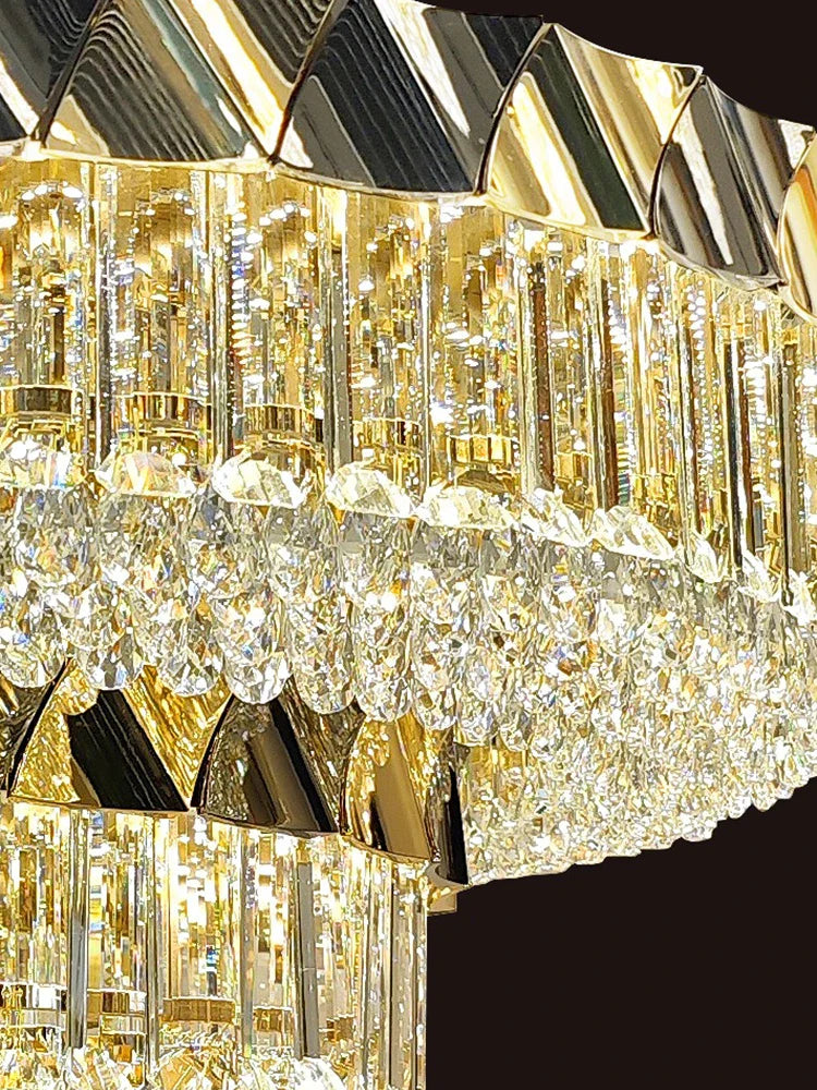 Afralia™ Luxury Crystal Circular Chandelier: Designer Nordic Hanging Ceiling Lamp for Bedroom & Living Room