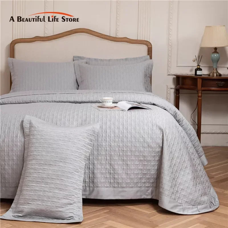 Afralia™ Egyptian Cotton Quilt Set, Reversible Bedspread, Luxe Coverlet, 3Pcs