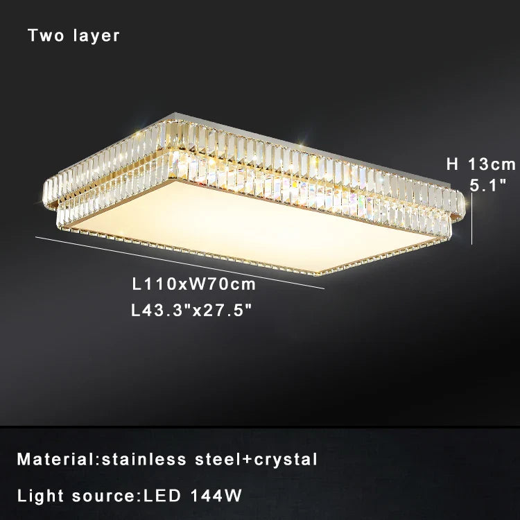 Afralia™ Luxury Crystal Ceiling Light, Modern LED Gold/Silver, Dimmable, Round/Square Design