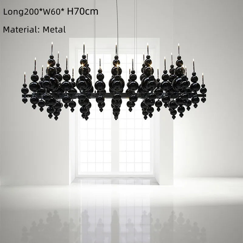 Afralia™ Black Gourd Pendant Chandelier for Dining Living Bedroom - Modern Ceiling Light