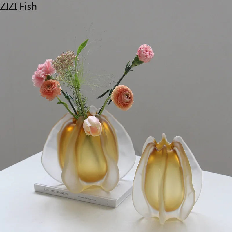 Afralia™ Carambola Glass Vase: Stylish Floral Table Decoration & Room Accent