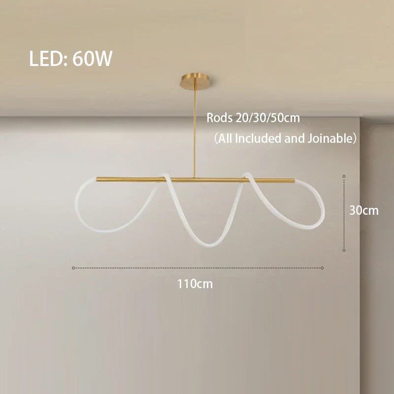 Afralia™ Long Gold Black Pendant Light, Dimmable LED for Dining Living Room Kitchen.