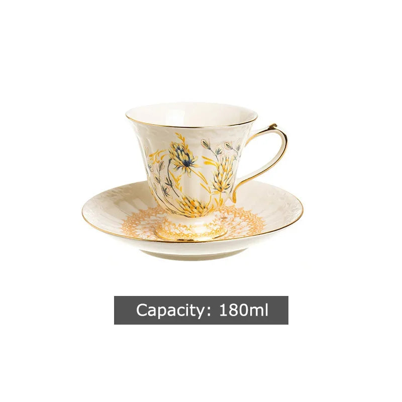 Afralia™ Wheat Ear Ceramic Tea Set: Cup, Saucer, Teapot, Mug, Milk Cup, Juice Container
