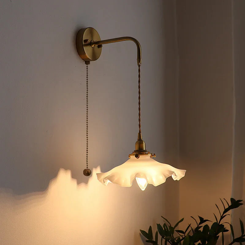 Afralia™ LED Copper Wall Light: Modern Nordic Interior Lamp for Bedroom, Bathroom, and Balcony