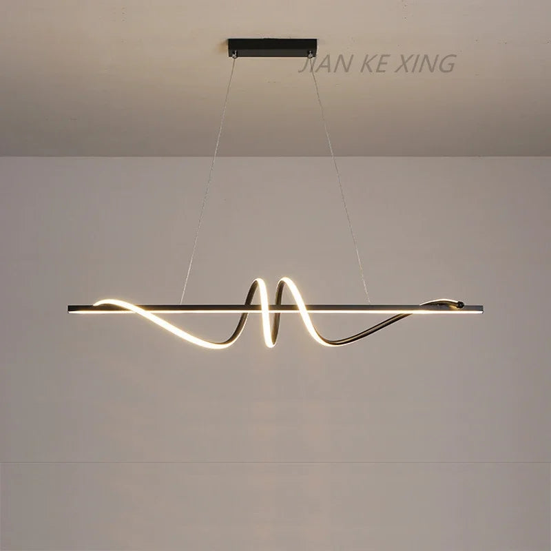 Afralia™ Modern Curved Dining Table Pendant Lamp LED Suspension Lighting