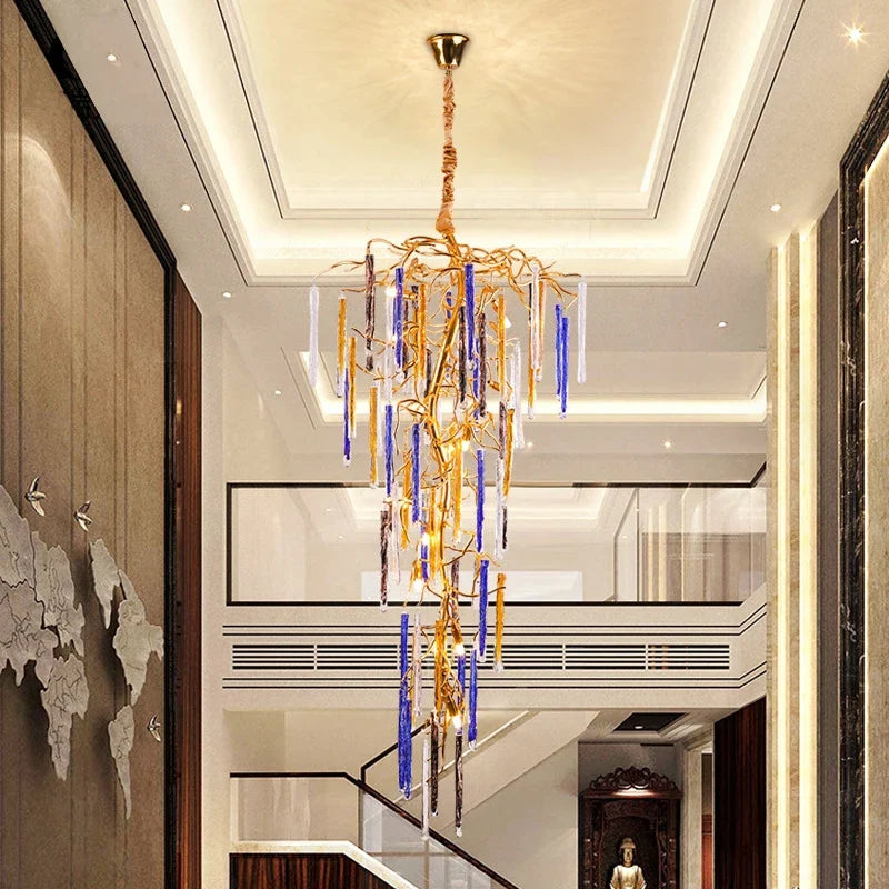 Afralia™ Crystal Pendant Chandelier - Elegant Ceiling Light for Villa Stairwell & Hotel