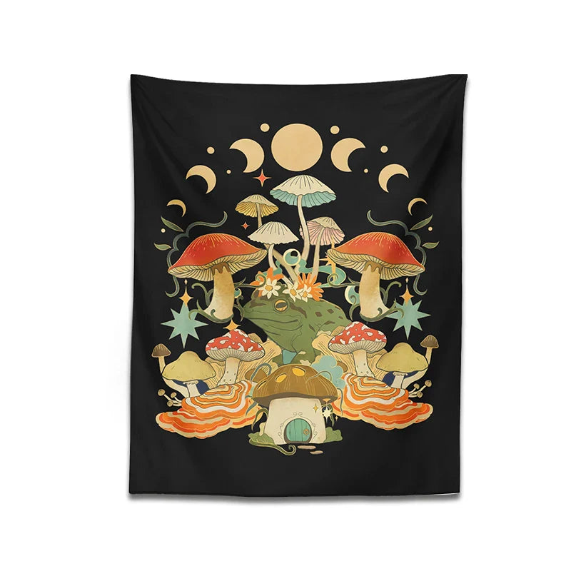 Mystic Moon Phase Tapestry Wall Hanging for Goblincore Aesthetic Bedroom by Afralia™