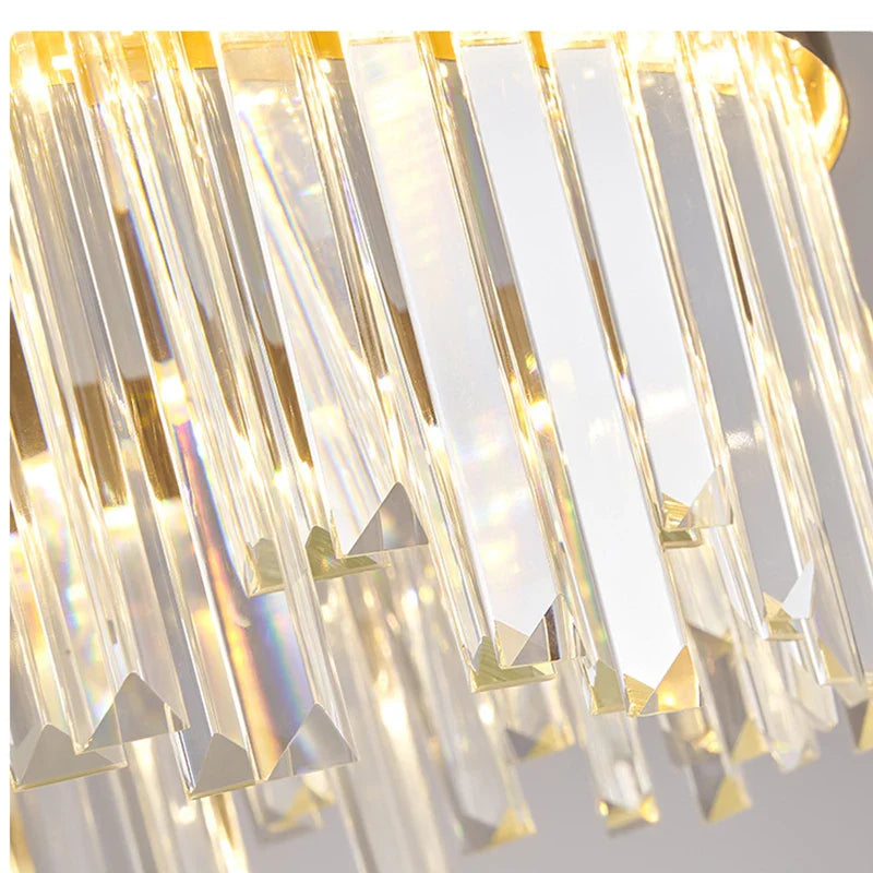 Afralia™ Gold Crystal Ceiling Chandelier | Luxury Indoor Lighting for Living & Dining Room