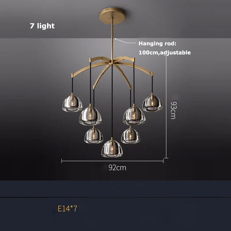 Afralia™ Copper Crystal Brass Ceiling Chandelier Lighting for Dinning Room