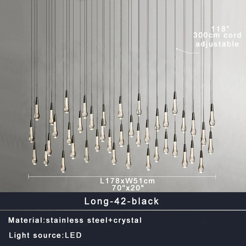 Afralia™ Crystal Water-drop Chandelier Light Fixture - Luxury Stairwell Decor