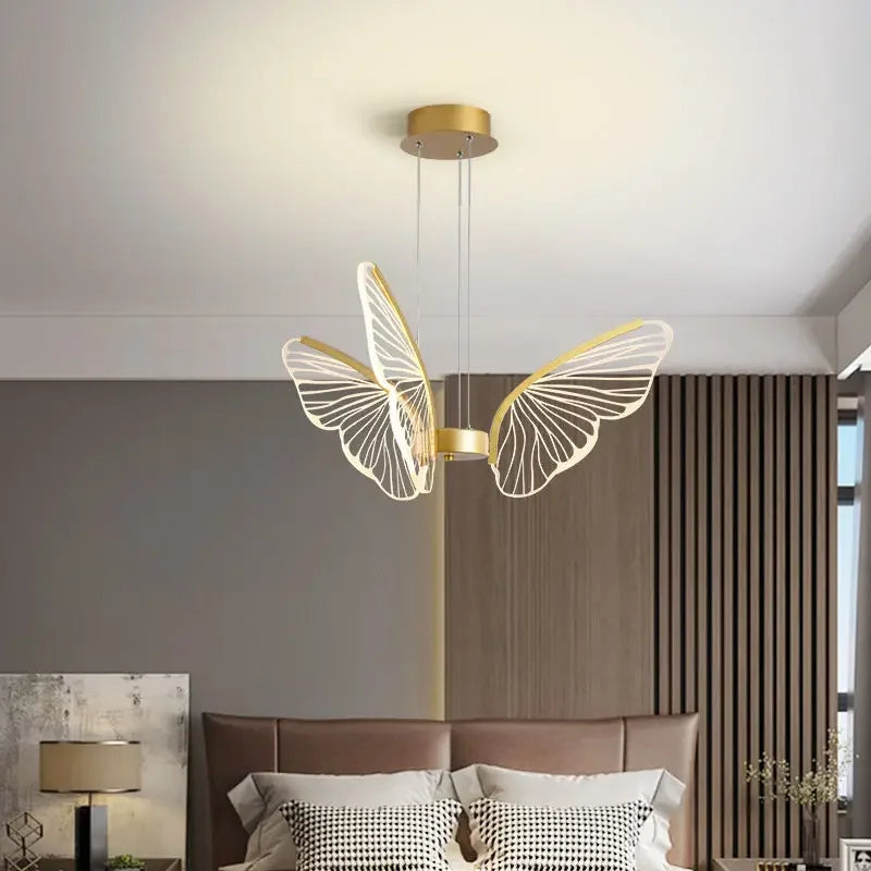 Afralia™ LED Butterfly Ceiling Chandelier - Luxury Pendant Light for Bedroom, Living & Dining Room