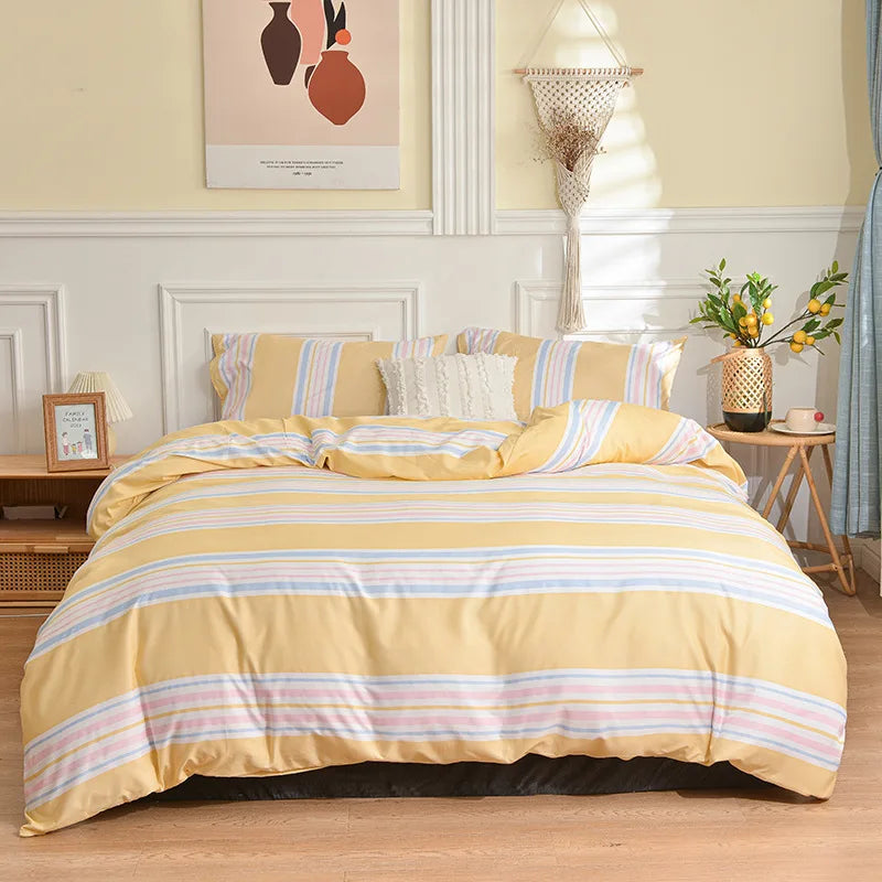 Afralia™ Geometric Stripes Bedding Set: Duvet Cover, Bed Sheets, Pillowcases
