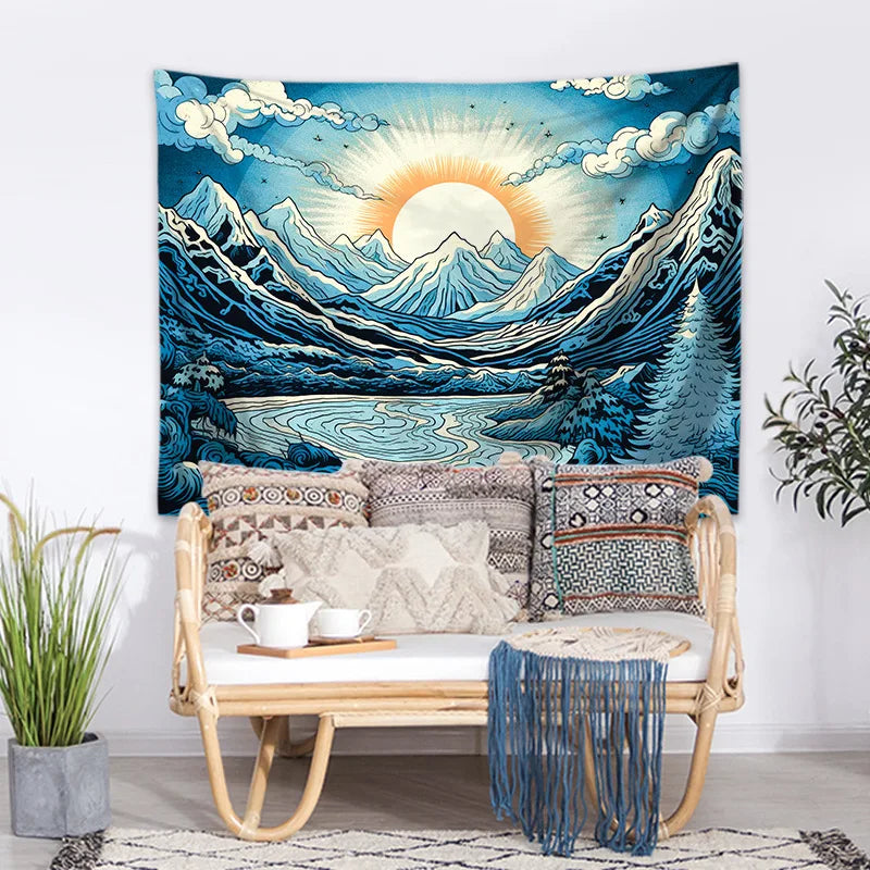 Afralia™ Sun Background Wall Tapestry for Home Decoration and Camping