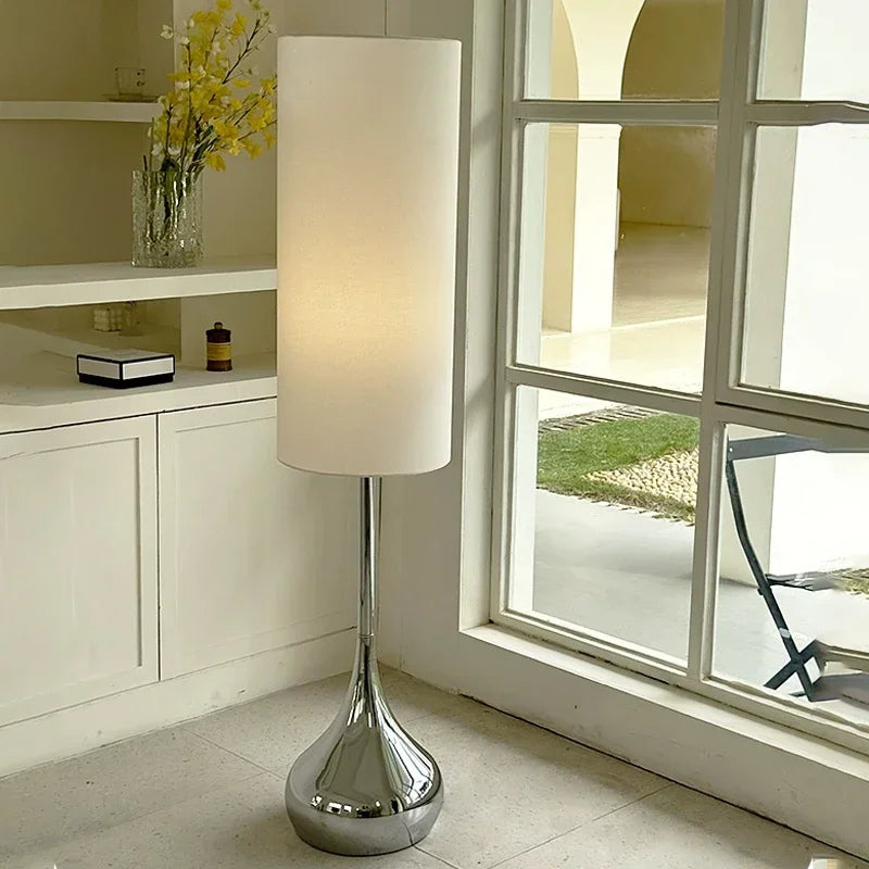 Afralia™ Cream Fabric Shade LED Floor Lamp | Nordic Minimalist Style for Bedroom & Living Room