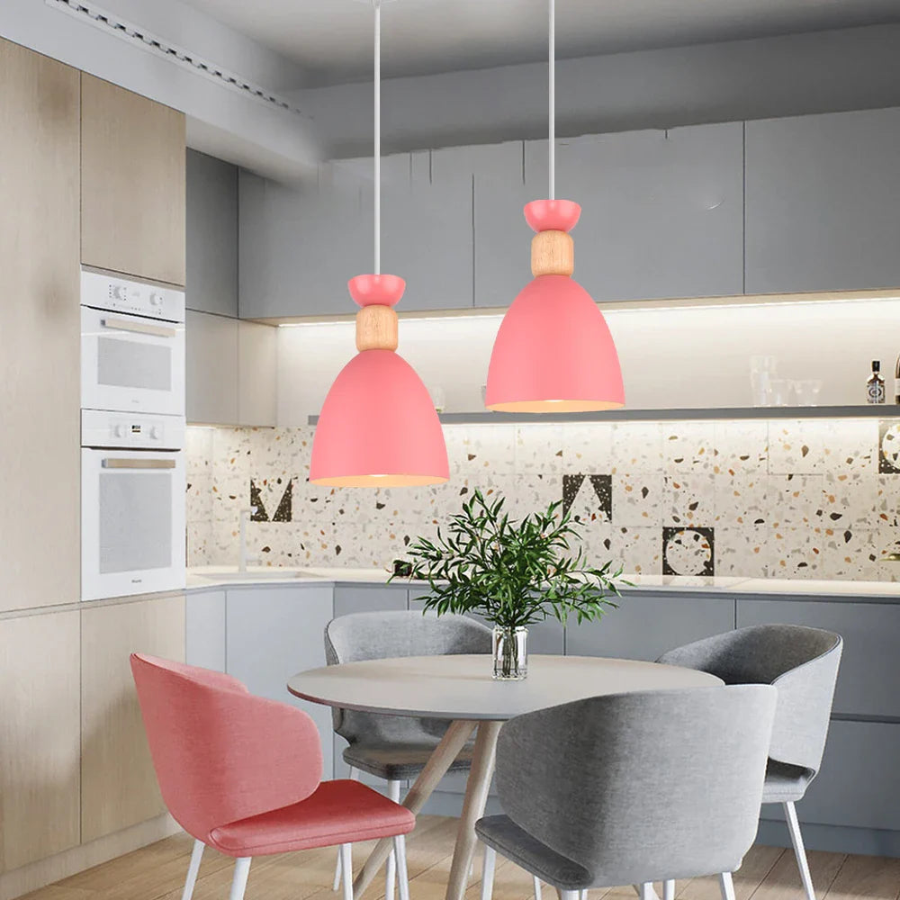 Afralia™ Nordic Pink Chandelier LED Pendant Light Modern Minimalist Ceiling Lamp