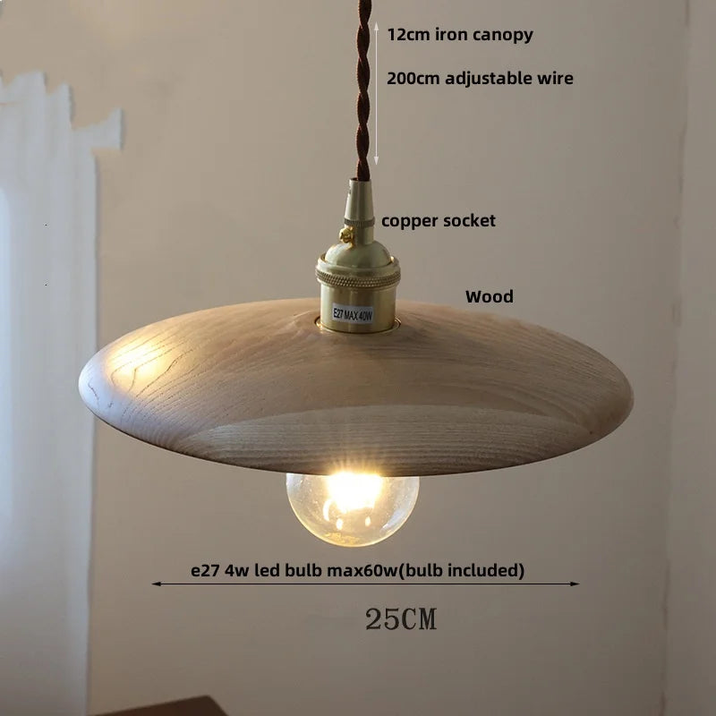Afralia™ Nordic LED Pendant Lights Walnut Wood Glass Kitchen Hanging Lamp