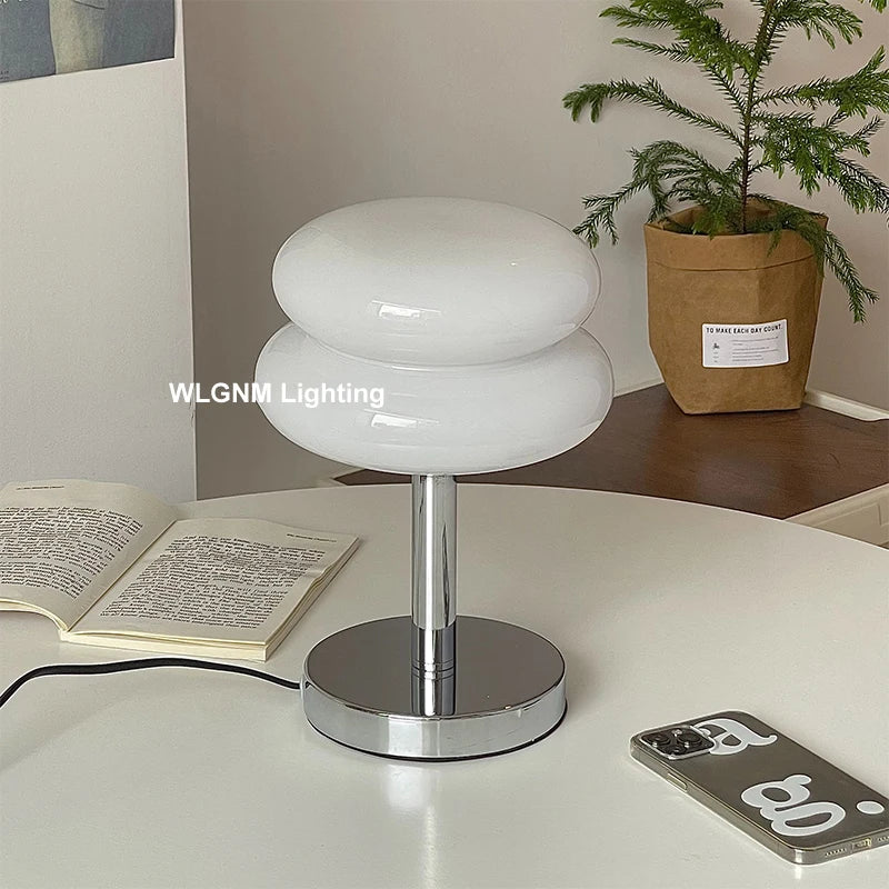 Afralia™ Macaron Glass Table Lamp: Elegant Desk Light for Bedroom and Living Room Décor