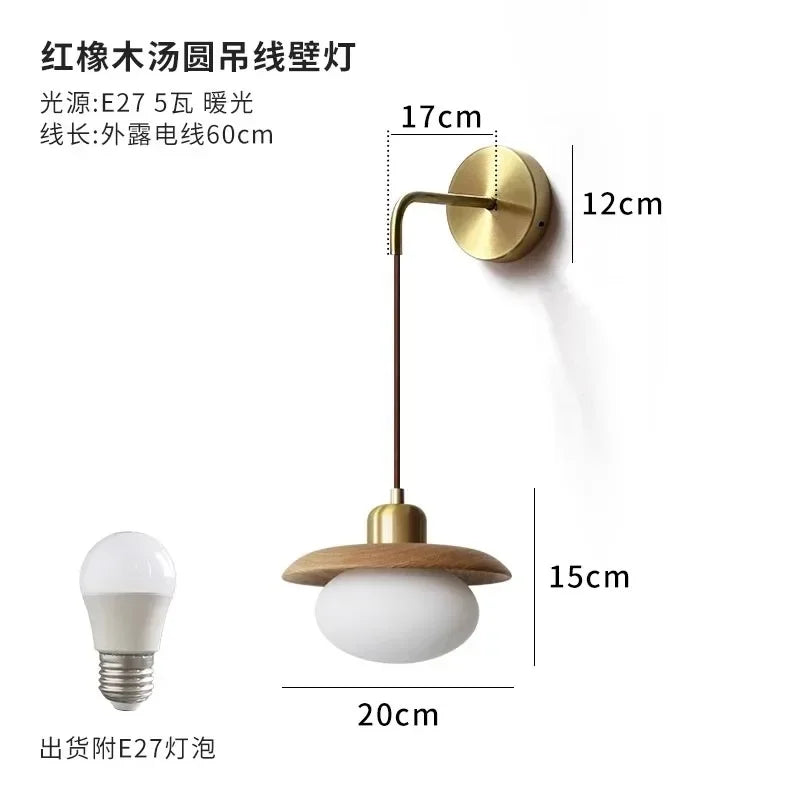 Afralia™ Vintage Black/Walnut Wood Copper Pendant Lights LED E27 Hanging Lamp