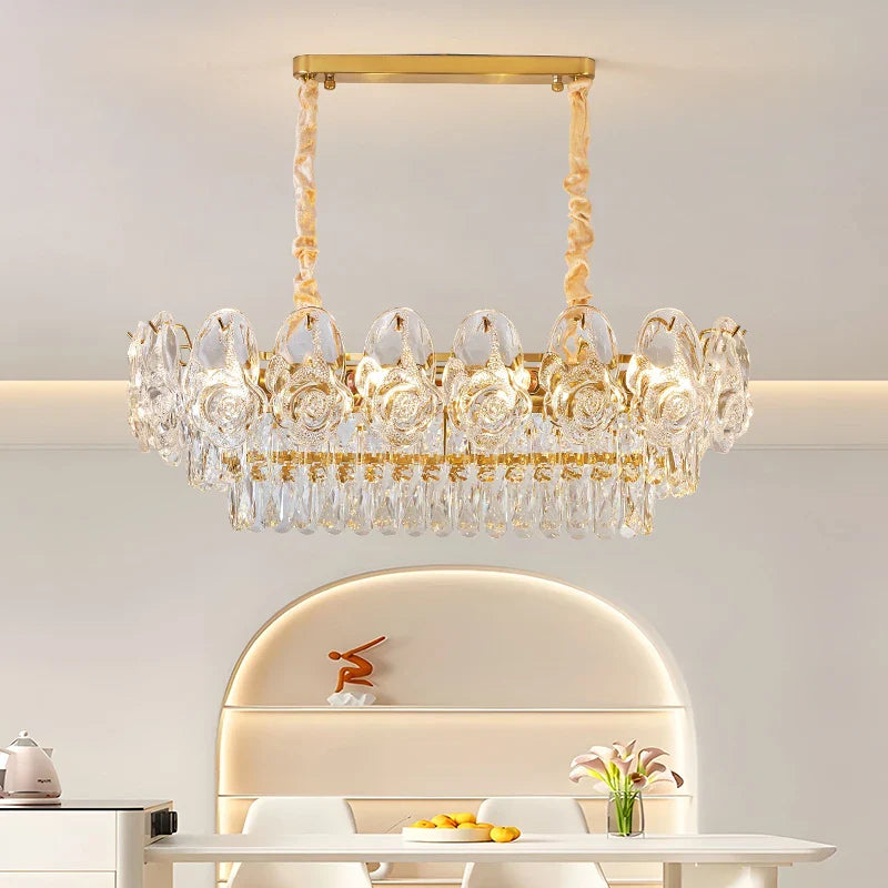 Afralia™ Crystal Rose Chandelier for Living Room Dining Bedroom 2024 French Light Luxury