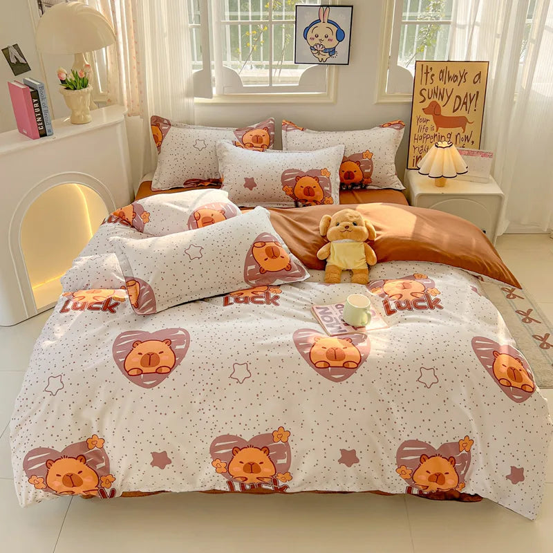 Afralia™ Cartoon Printed Bedding Sets - Soft Quilt Cover Kit for All Seasons