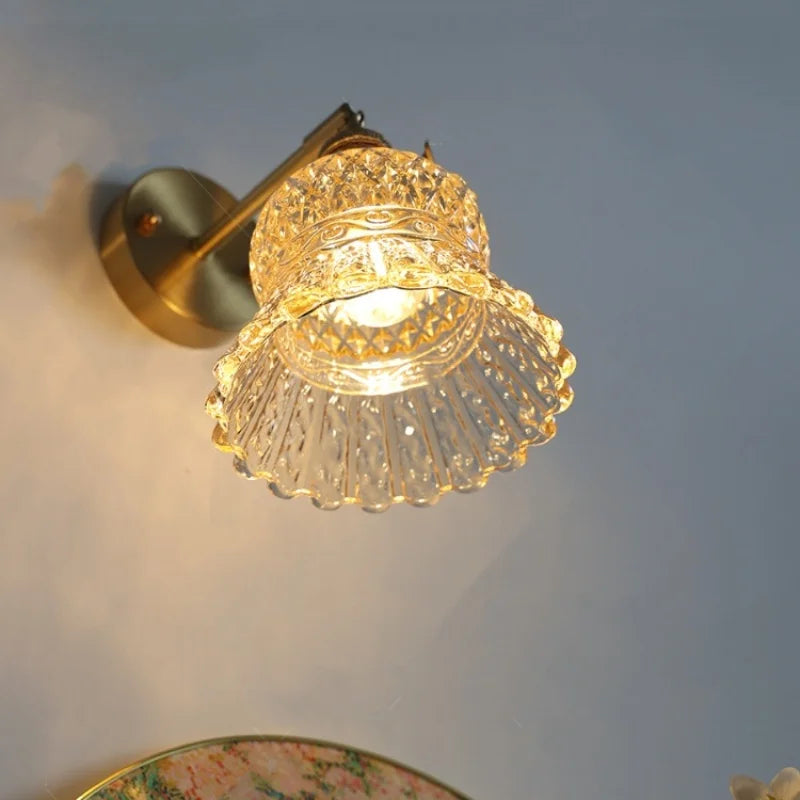 Afralia™ Amber Flower Glass Wall Light Fixture with Pull Chain Switch