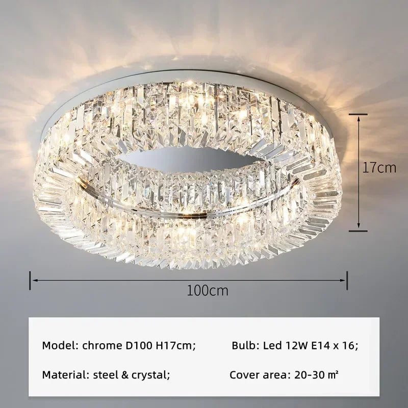 Afralia™ Crystal LED Ceiling Light Chandelier for Bedroom, Modern Round Indoor Lighting
