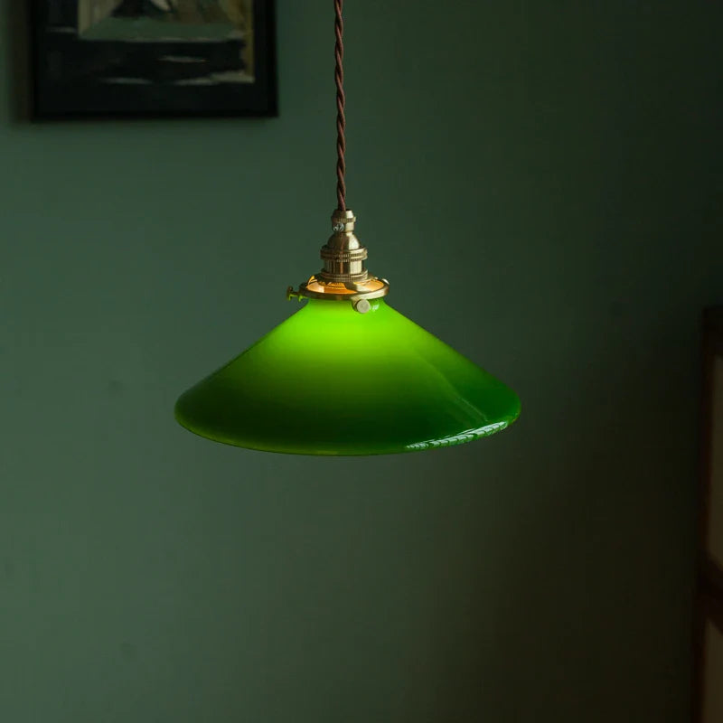 Afralia™ Edison Vintage Pendant Lamp Green Glass Copper Socket Home Decor