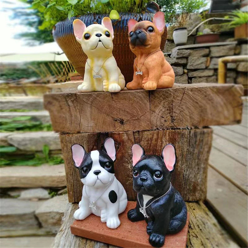 Afralia™ Resin Bulldog Ornament: Super Cute Big-Eyed Puppy Statue for Garden Decor