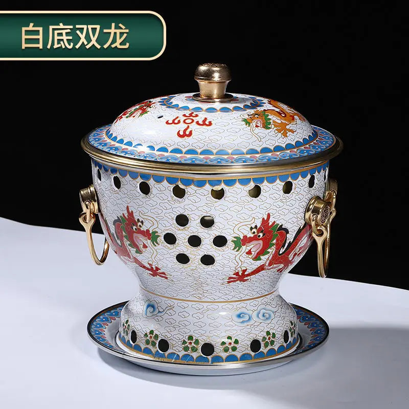 Afralia™ Single Person Enamel Hotpot & Alcohol Pot Set in Pure Copper