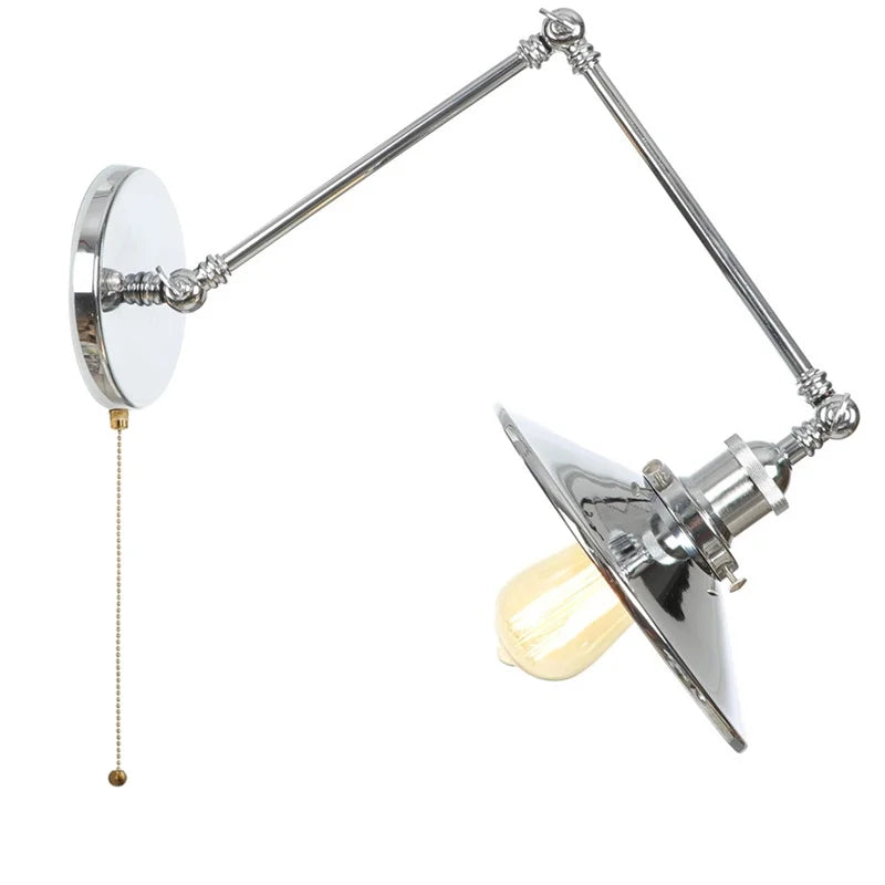 Afralia™ Vintage Loft Swing Arms LED Wall Lamps with Pull Chain Switch