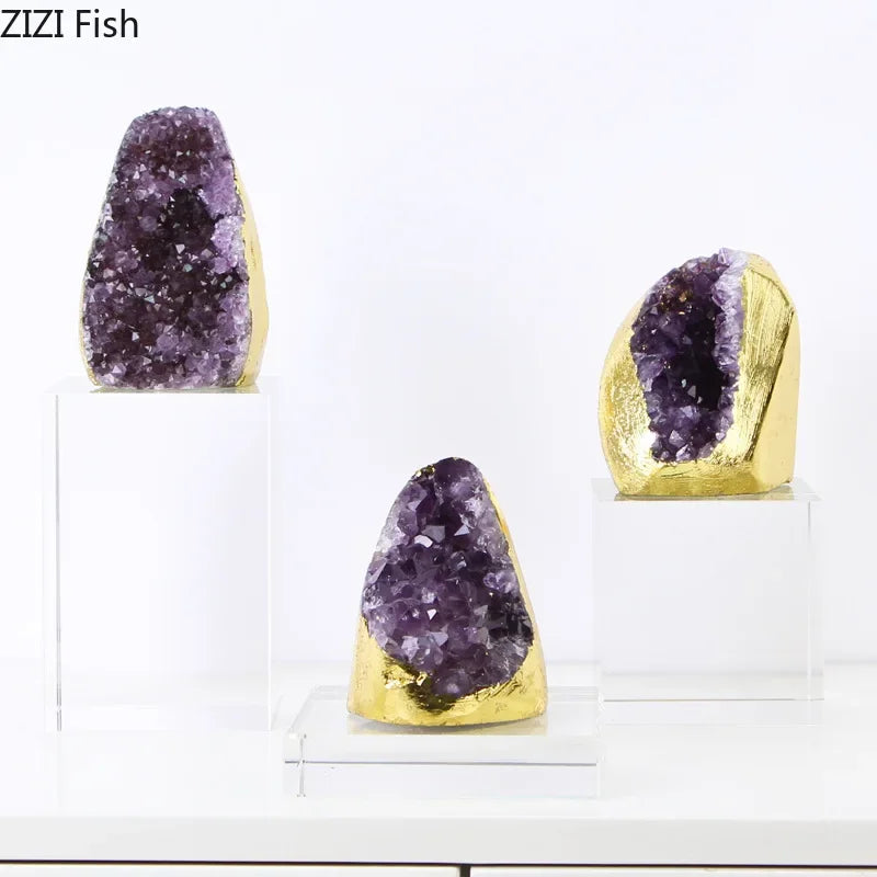 Afralia™ Amethyst Crystal Base Desk Ornament for Room Aesthetics