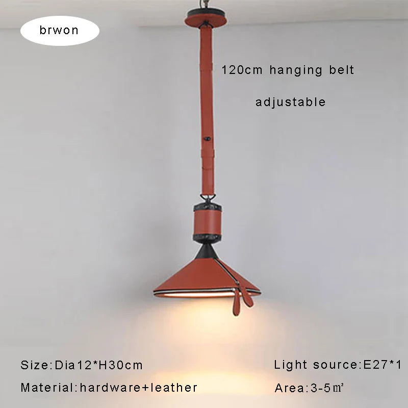 Afralia™ Modern Brown Blue Leather Pendant Light Chandelier for Home Decoration