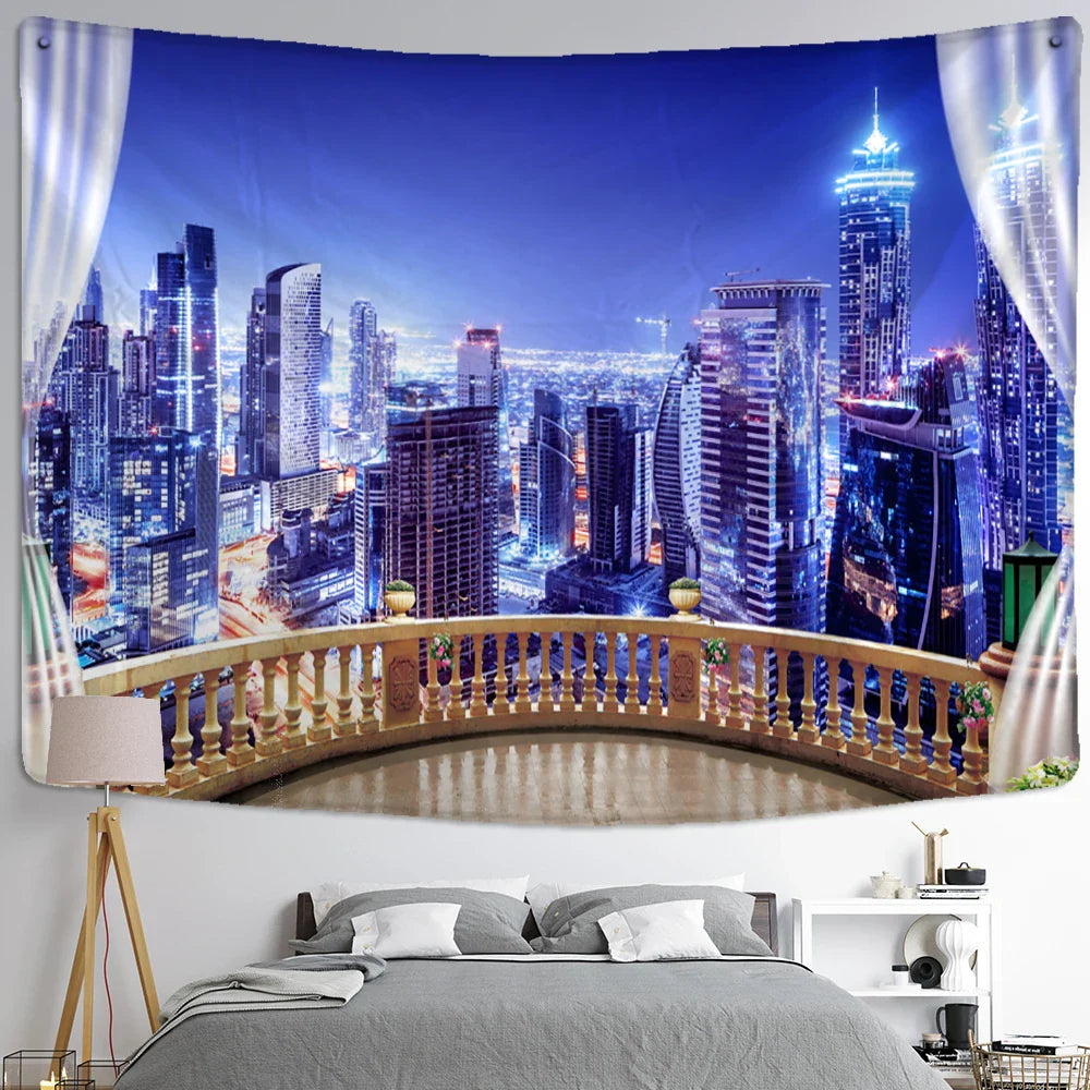 Afralia™ Starry Night View Tapestry: Bohemian Psychedelic Mystery Wall Hanging for Home Aesthetics