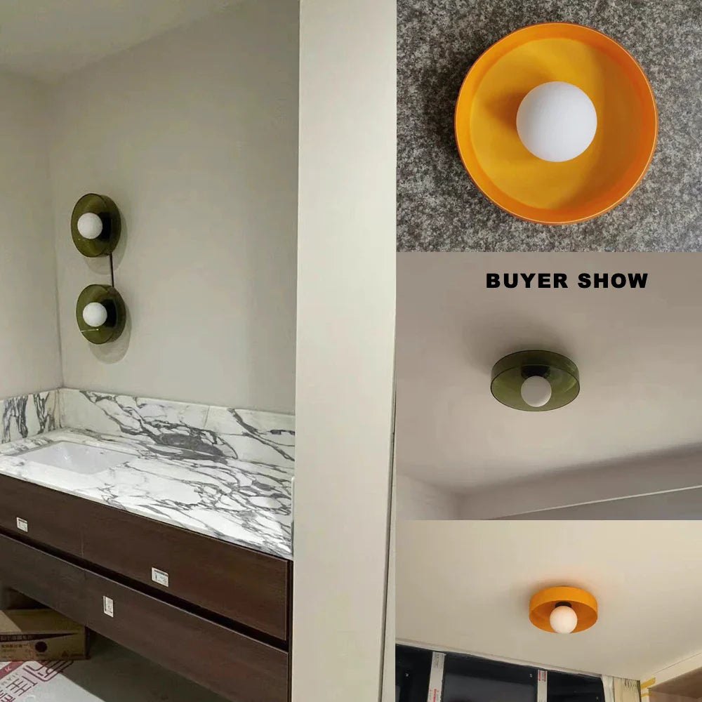 Nordic Glass Wall Lamp LED Sconce Bedroom Living Room Colorful Afralia™ Light