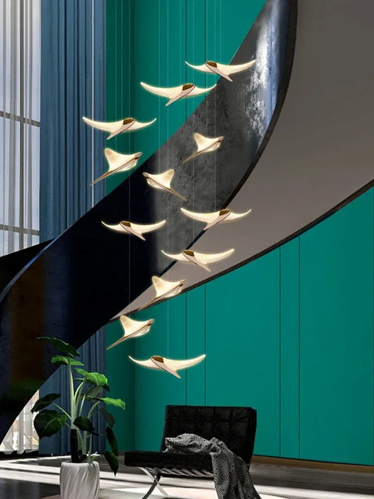 Afralia™ Dolphin Pendant Chandelier: Luxe Staircase & Lobby Décor for Hotel, Mall & Home