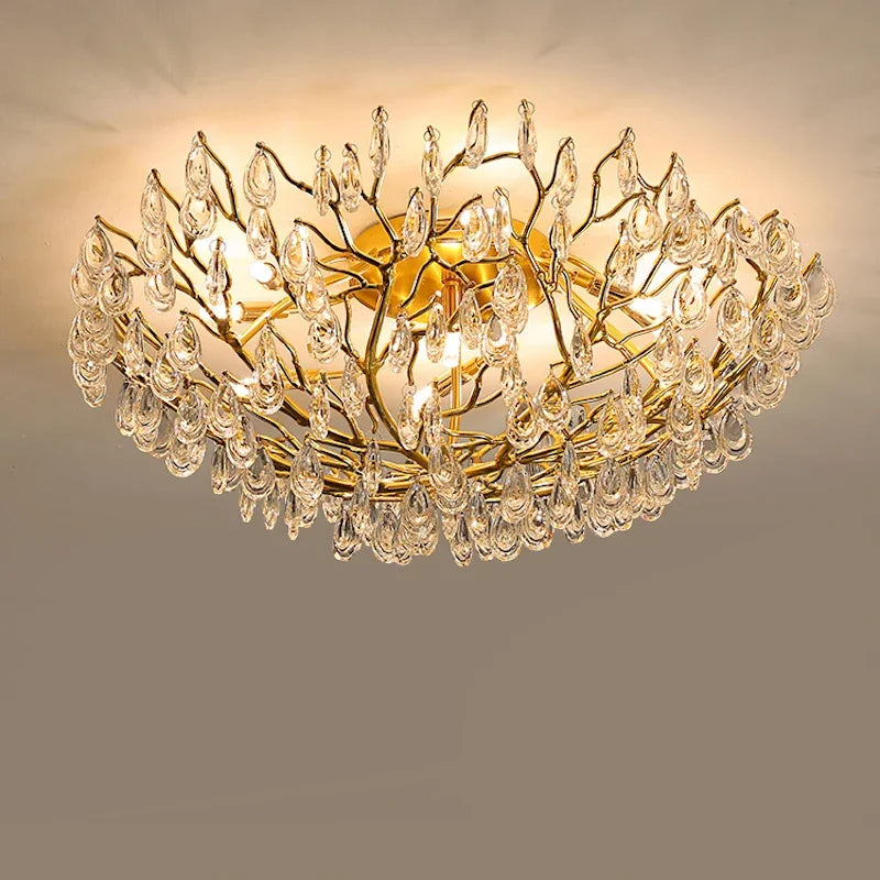 Afralia™ Modern LED Branch Chandelier for Living Room Bedroom Restaurant - Crystal Ceiling Lamp