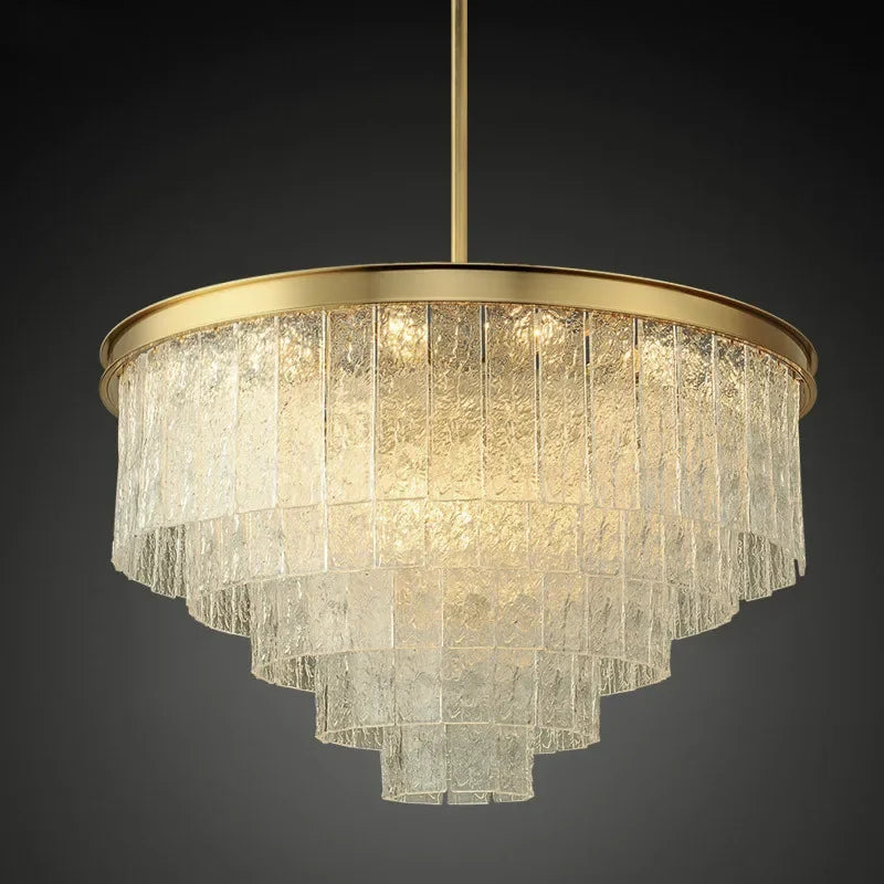 Afralia™ Luxury Gold Metal Glass LED Pendant Light Fixture for Elegant Living Room Lighting
