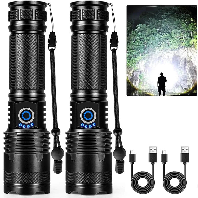 Afralia™ XHP100 Rechargeable LED Flashlight for Camping, Outdoor & Emergency