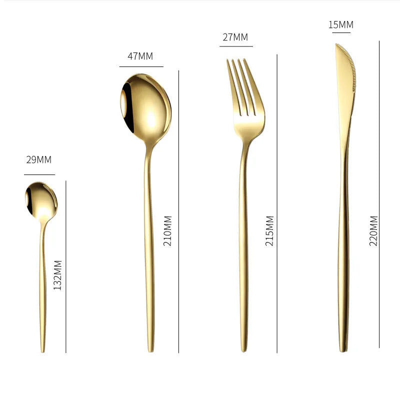 Afralia™ 24-Piece Gold Stainless Steel Cutlery Set - Elegant Tableware Gift Box