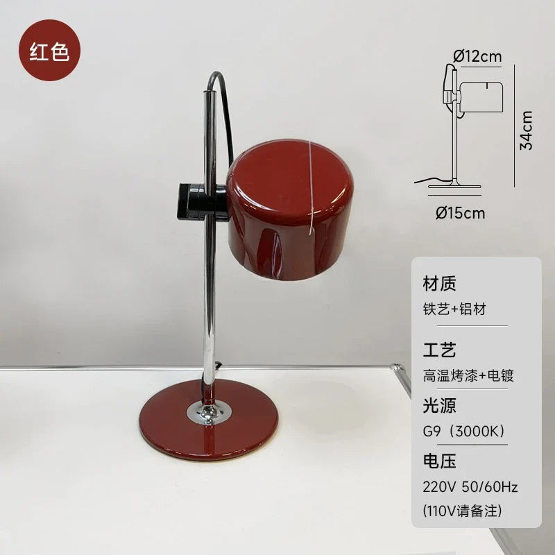 Afralia™ Mini Coupe LED Desk Lamp Iron Art Adjustable Lifting Black/White/Red/Yellow