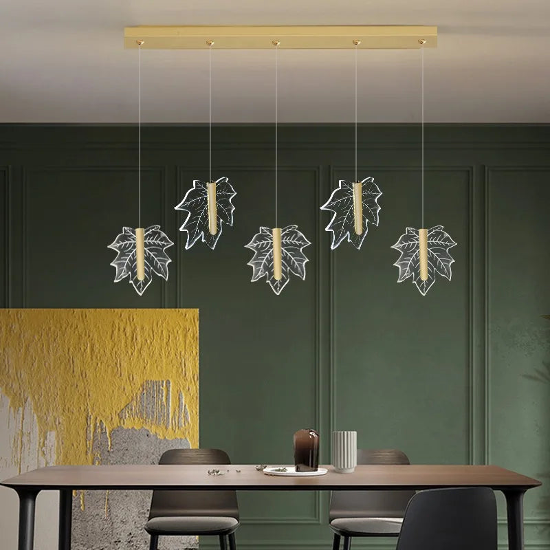 Afralia™ Maple Leaf Staircase Pendant Chandelier - Luxury Home Decor Fixtures