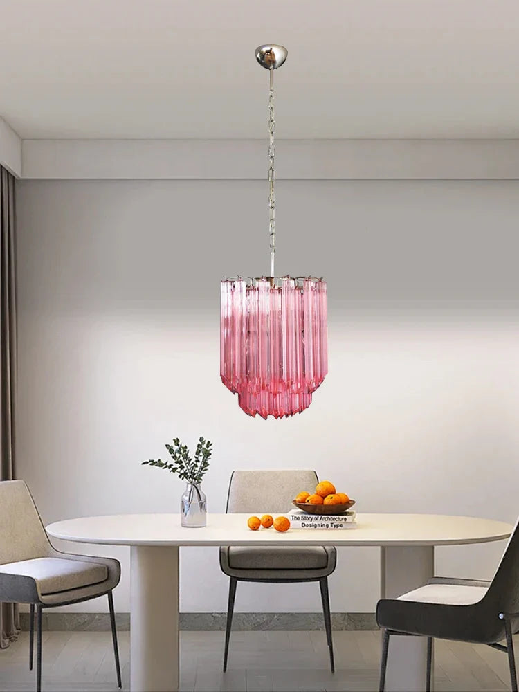 Afralia™ 2025 Pink Glass Chandelier: Classic Kitchen & Living Room Lighting