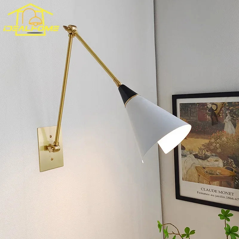 Afralia™ Athena Black/Gold Lustre LED Swing Arm Wall Lamp - E27 Kitchen Island Sofas Cafe