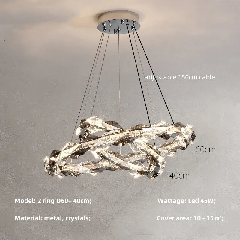 Afralia™ Crystal Chandelier Pendant Light - Dimmable Modern Luxury LED Chrome Luminaria