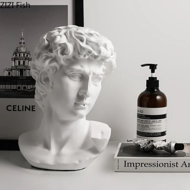 Afralia™ Resin Female Figure Sculpture Desk Ornament Room Decor White Creative Artwork