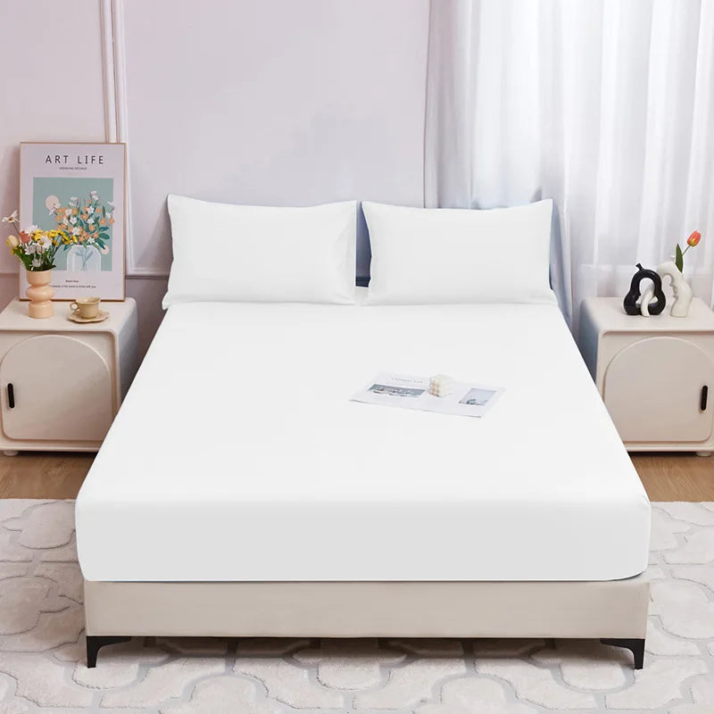 Afralia™ Single Fitted Waterproof Bed Sheet - Solid Color Mattress Protector